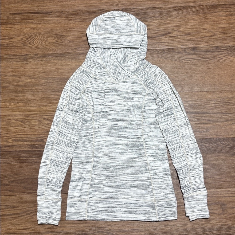 Lululemon Think Fast Hoodie Pullover Space Dye Camo White Multi Silverspoon